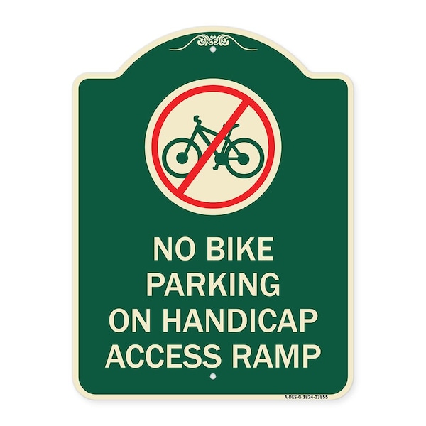 Signmission No Bike Parking on Handicap Access Ramp Heavy-Gauge Aluminum Sign, 24" x 18", G-1824-23855 A-DES-G-1824-23855 - main